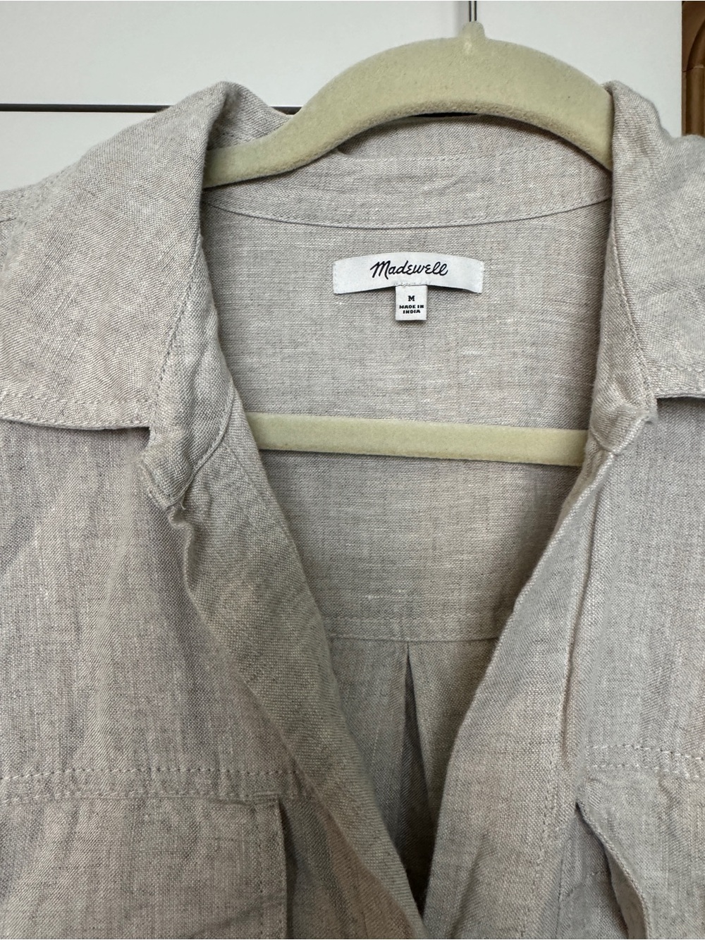 Madewell Light Beige Button-Front Linen Shirt Dress - Picture 2 of 3